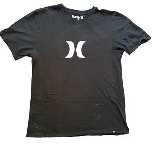 HURLEY BLACK SHORT SLEEVE CREWNECK T-SHIRT WITH LOGO SIZE MEDIUN